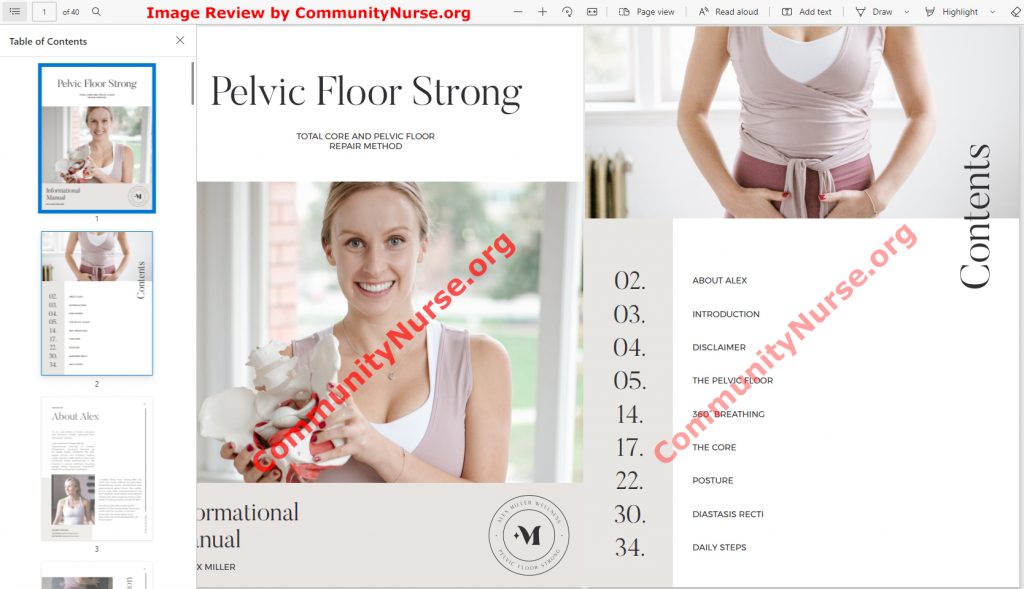 Pelvic Floor Strong System Informational Manual Table of Contents