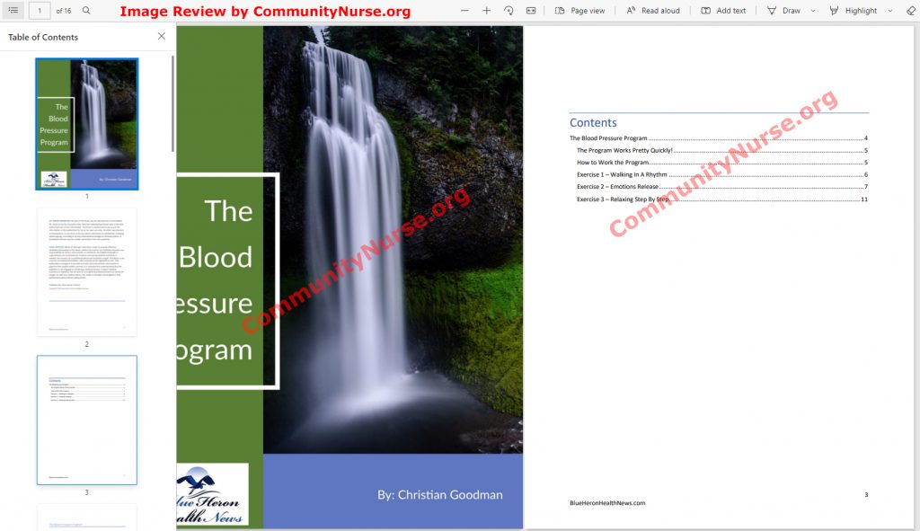 The Blood Pressure Program Table of Contents