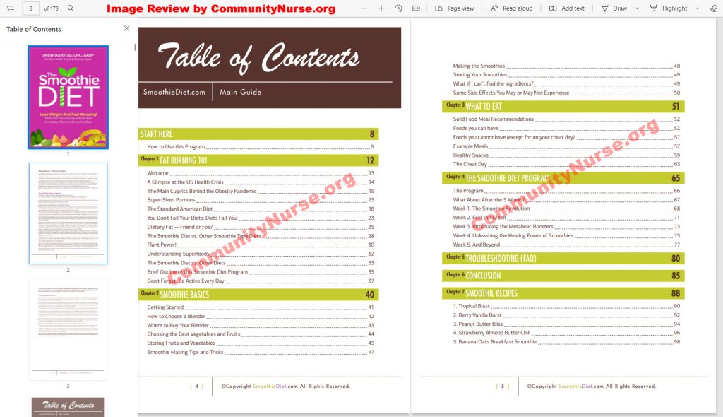 The Smoothie Diet Main Manual Table of Contents