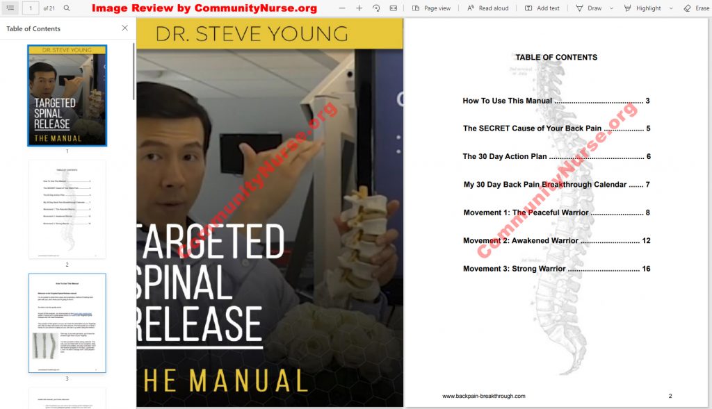 Targeted Spinal Release Manual Table of Contents