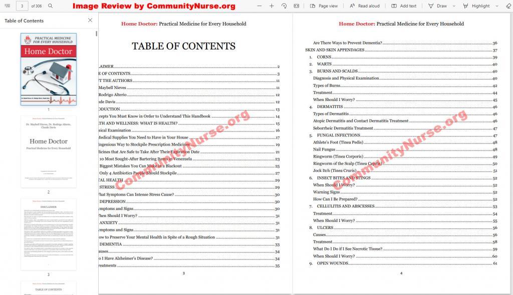 Home Doctor Table of Contents