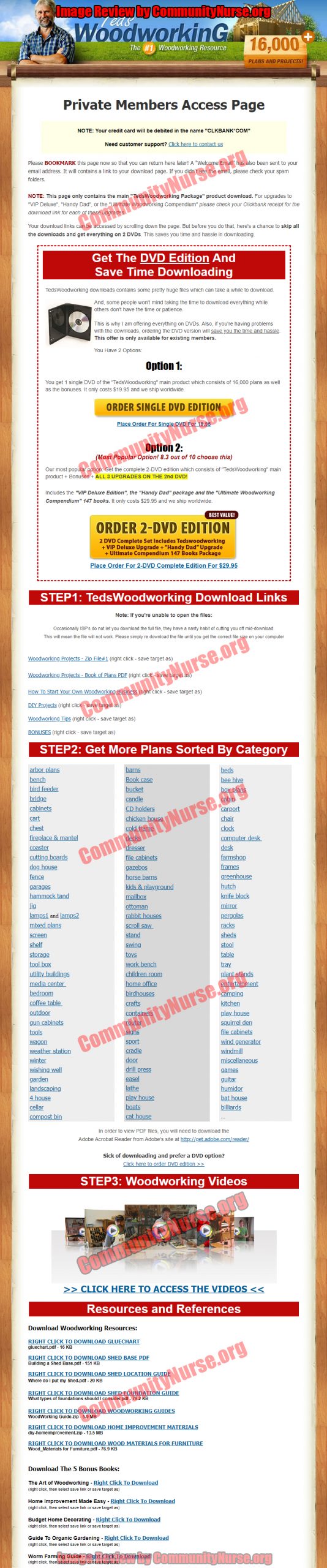 Ted's Woodworking Plans Download Page