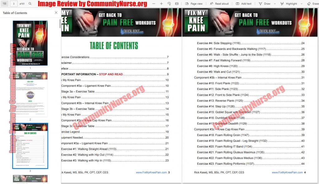 Fix My Knee Pain Table of Contents