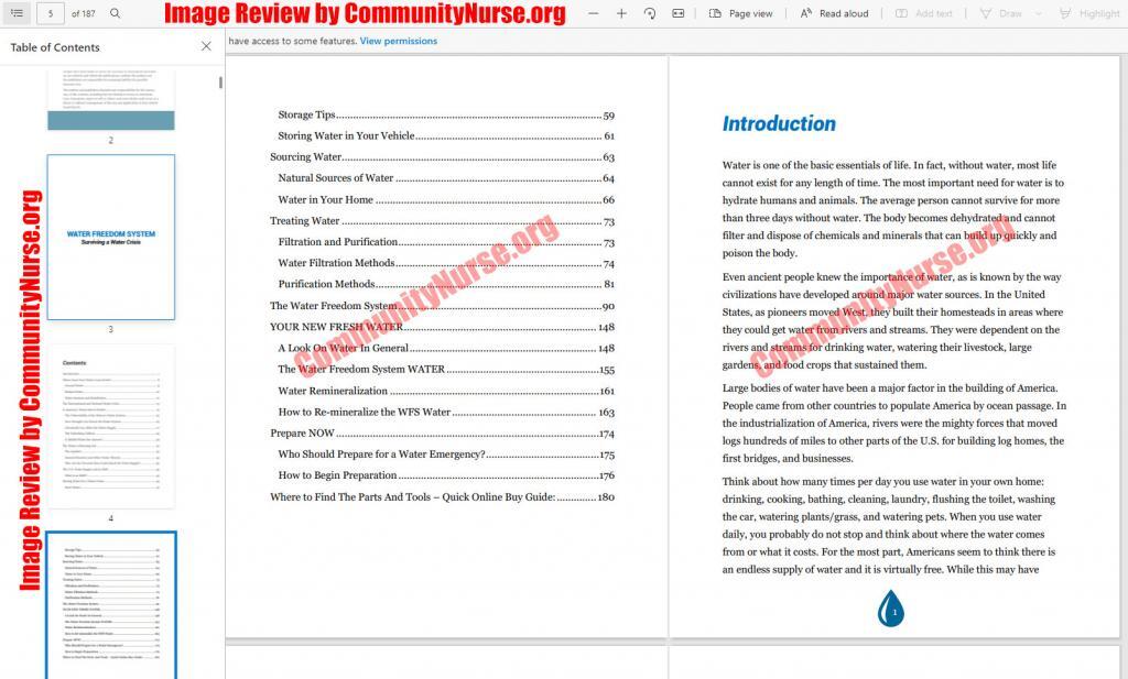 Water Freedom System Table of Contents