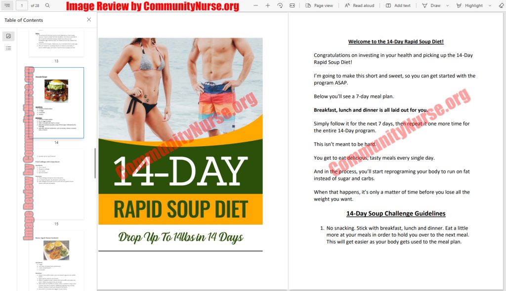 14-day rapid soup diet table of contents