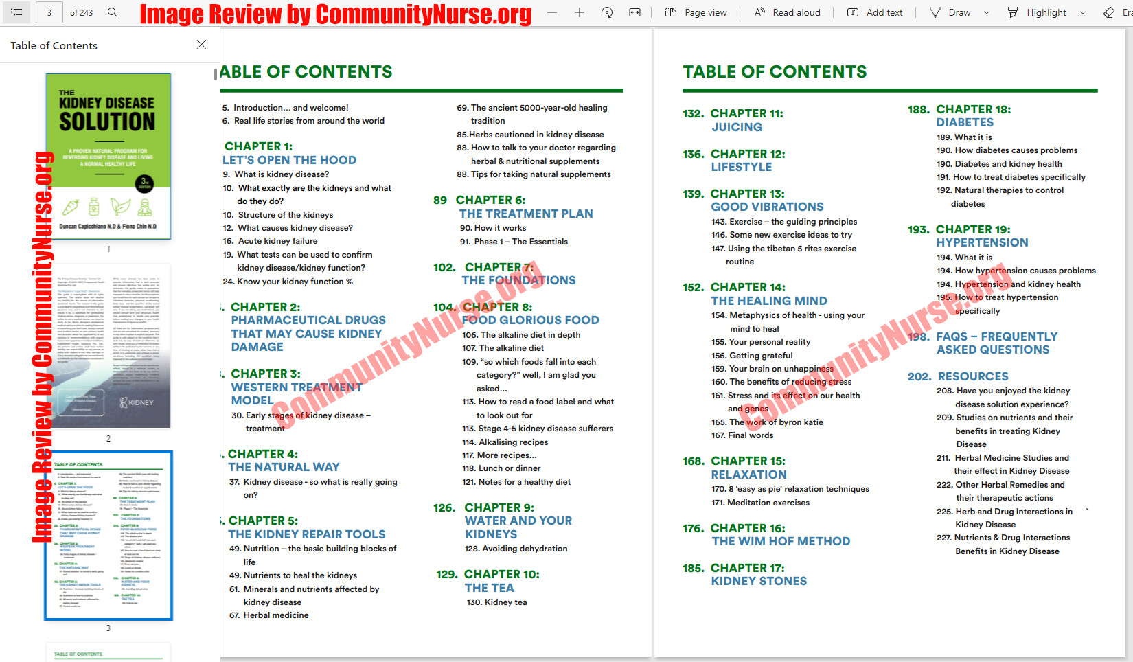 The Program's Table of Contents