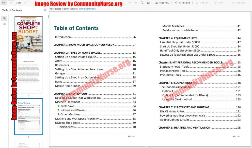 Program Manual's Table of Contents
