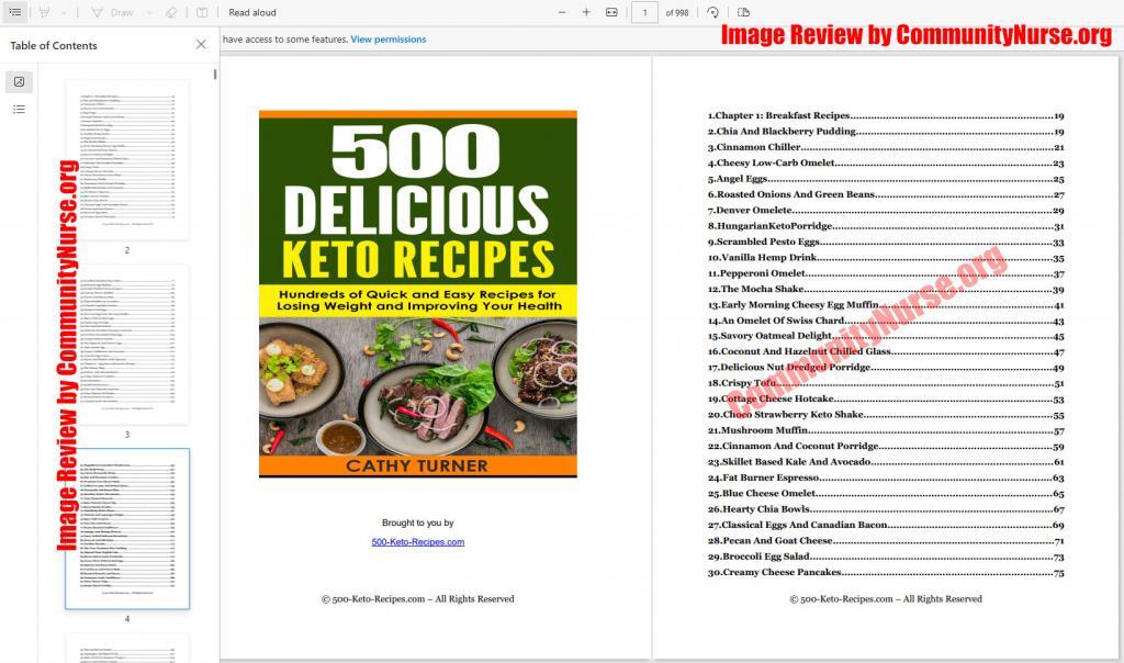 cookbook table of contents