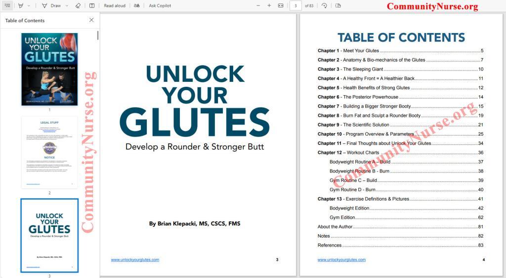 unlock your glutes manual table of contents